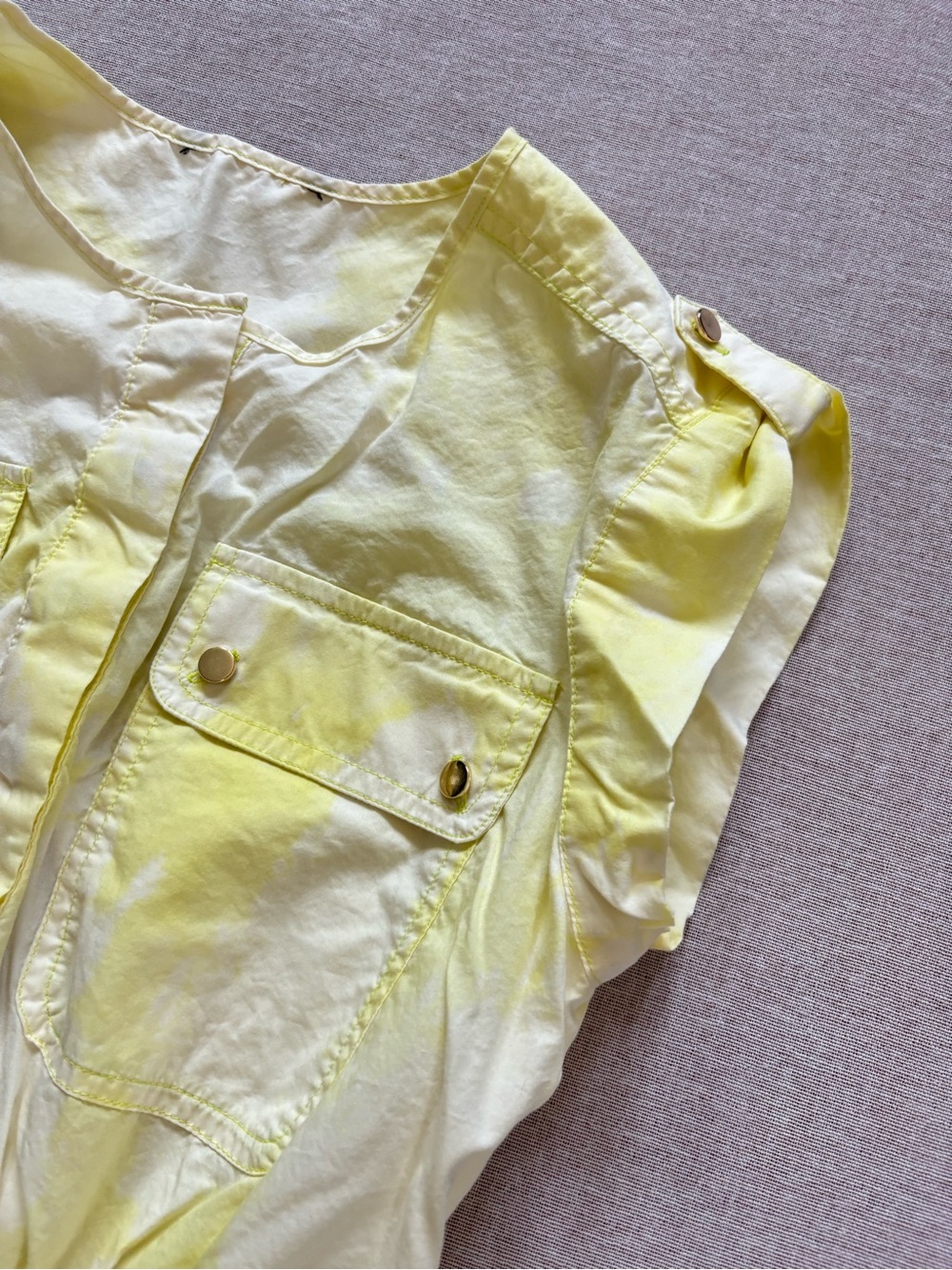 Yellow pastel tie dye festival utility dress Size 2 - Picture 5 of 11